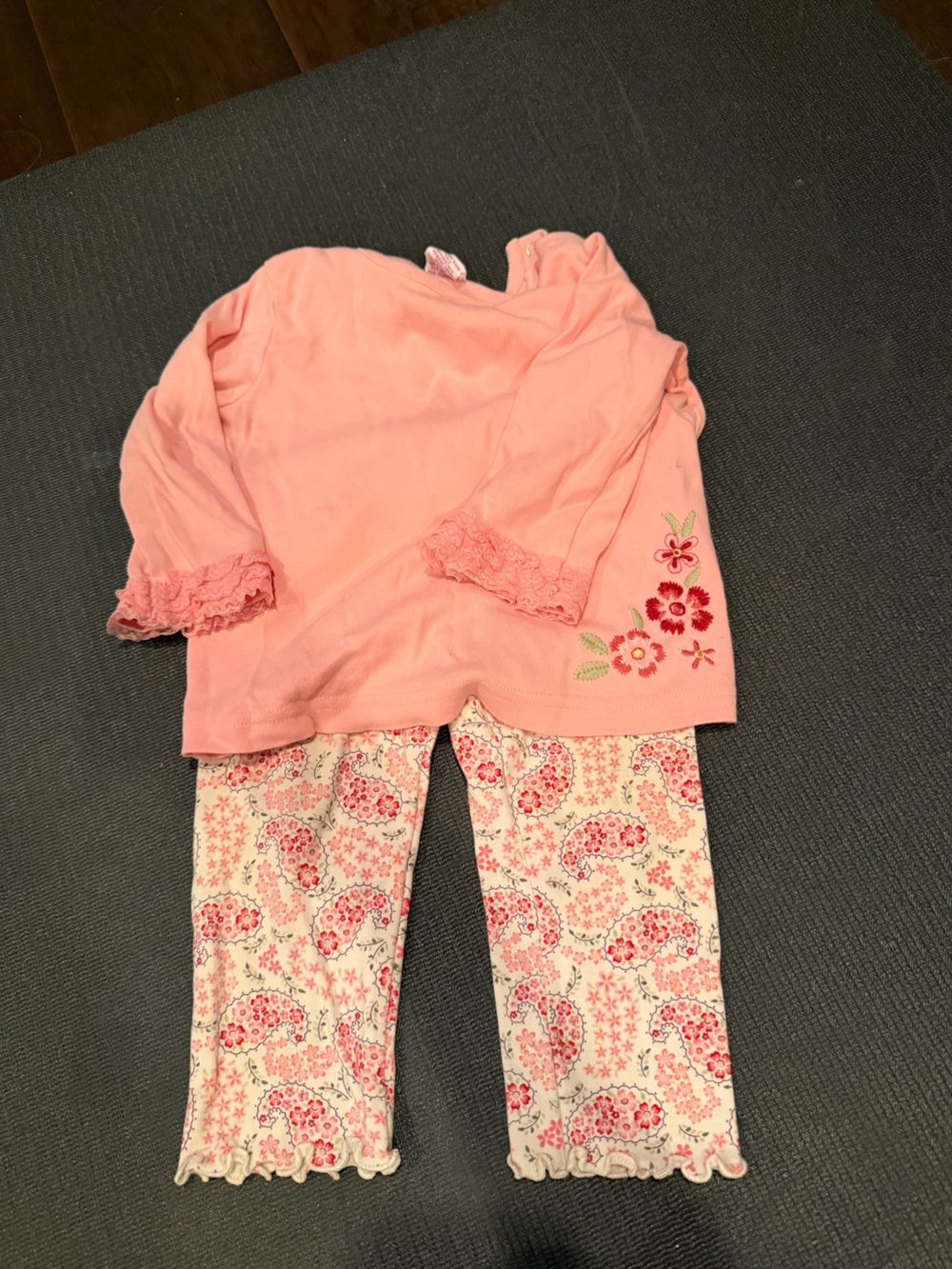 Gymboree Pink Floral Top and Paisley Leggings Pajama Set